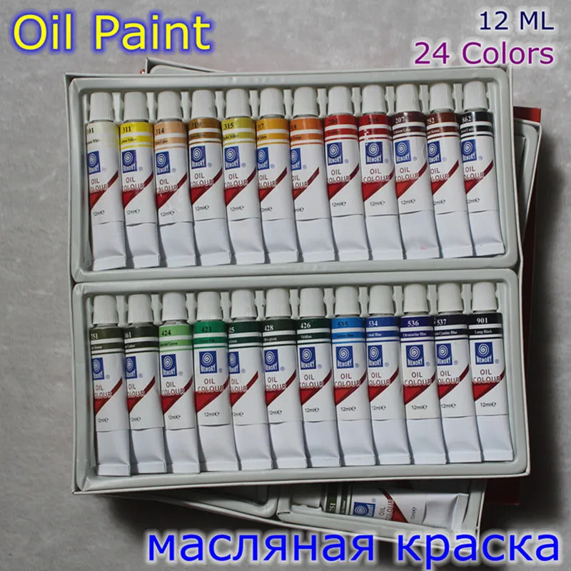 Professional бренд холст для росписи маслом пигмент товары для рукоделия акриловые краски s Каждая трубка Рисунок 12 мл 24 цвета комплект - изображение