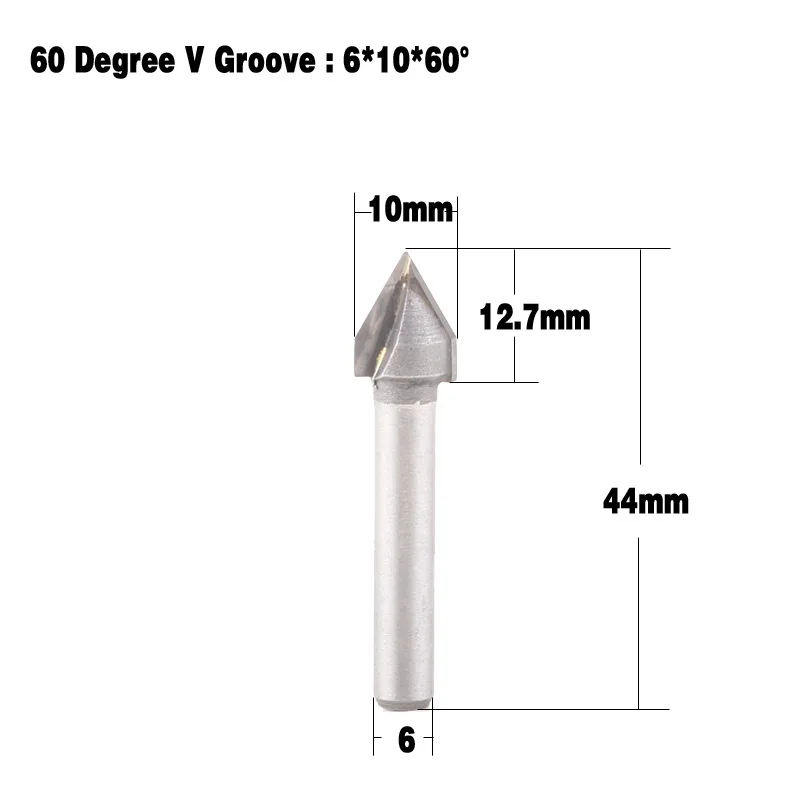 

1/4" Shank 60 Degree CNC V Groove Router Bit Milling Cutter Engraving Wood Working Tool 6x10mm