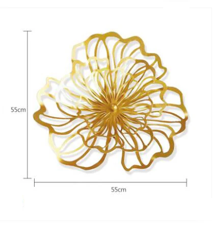 Современный изготовленный из кованого железа Золотой цветок Настенная роспись аксессуары отель клуб настенные подвески для самодеятельного творчества украшения дома гостиная 3D стикер на стену - Цвет: style1-55CM