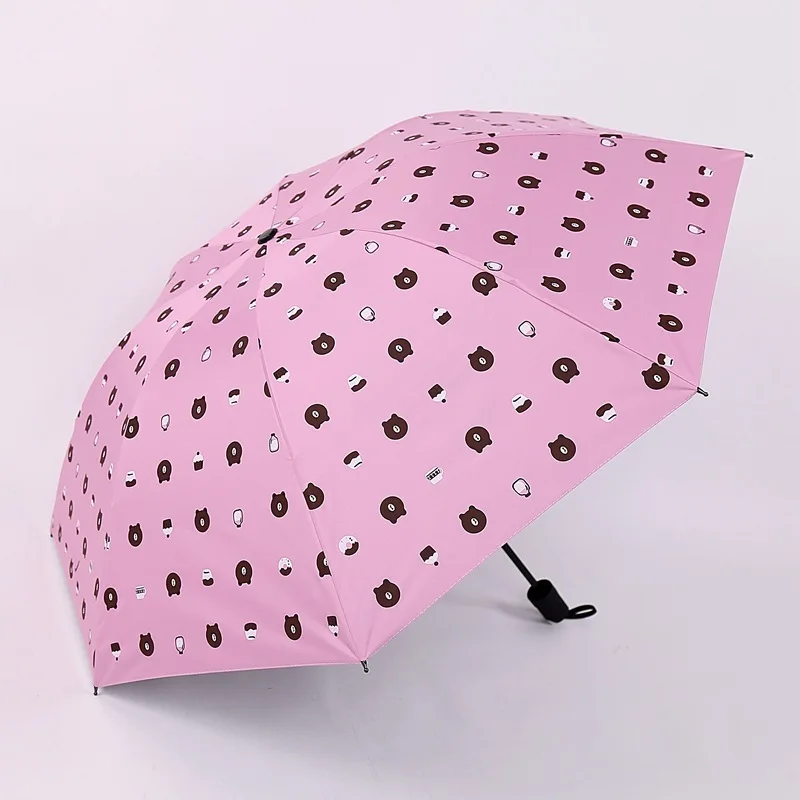 Модный мужской зонт от дождя и солнца женские большие ветрозащитные зонты, дождь для мужчин черное покрытие 8 кости неавтоматический зонтик - Цвет: Bear powder