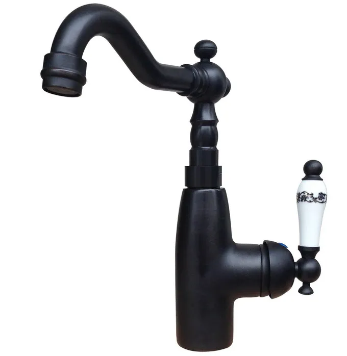 Kitchen Wet Bar Bathroom Vessel Sink Faucet Black Oil Rubbed Bronze One Handle Swivel Spout Mixer Tap Single Hole msf108