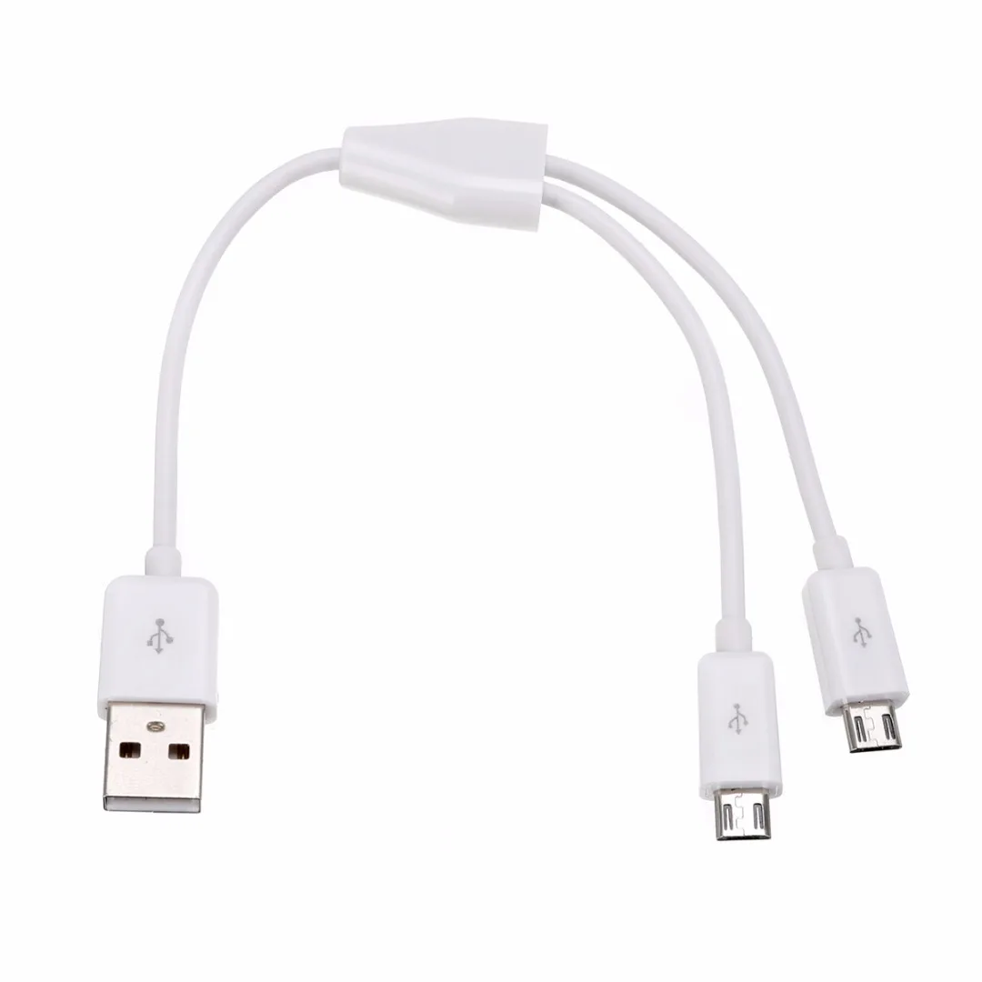 USB 2.0 to Dual 2 Micro USB 2.0 Male Y Splitter Data Charger Cable Cord 0.2M/0.65FT/1M/3FT Charging Charger Cable Black White