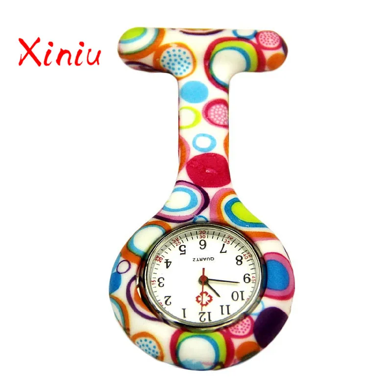 

relojes mujer 2018 Colored Circles Nurse Clip-on Fob Brooch Pendant Hanging Pocket Watch relogio feminino