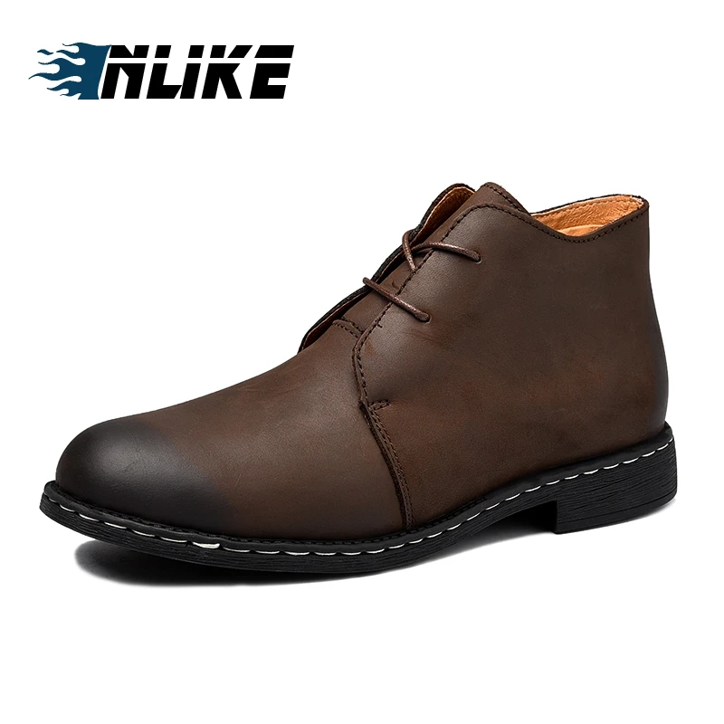 Noir D'affaires Mode De Plus En Cuir Bottes Casual La Inlike Véritable Hommes brown Taille Grande Homme Chaussures Cheville D'hiver Fc1TlKJ