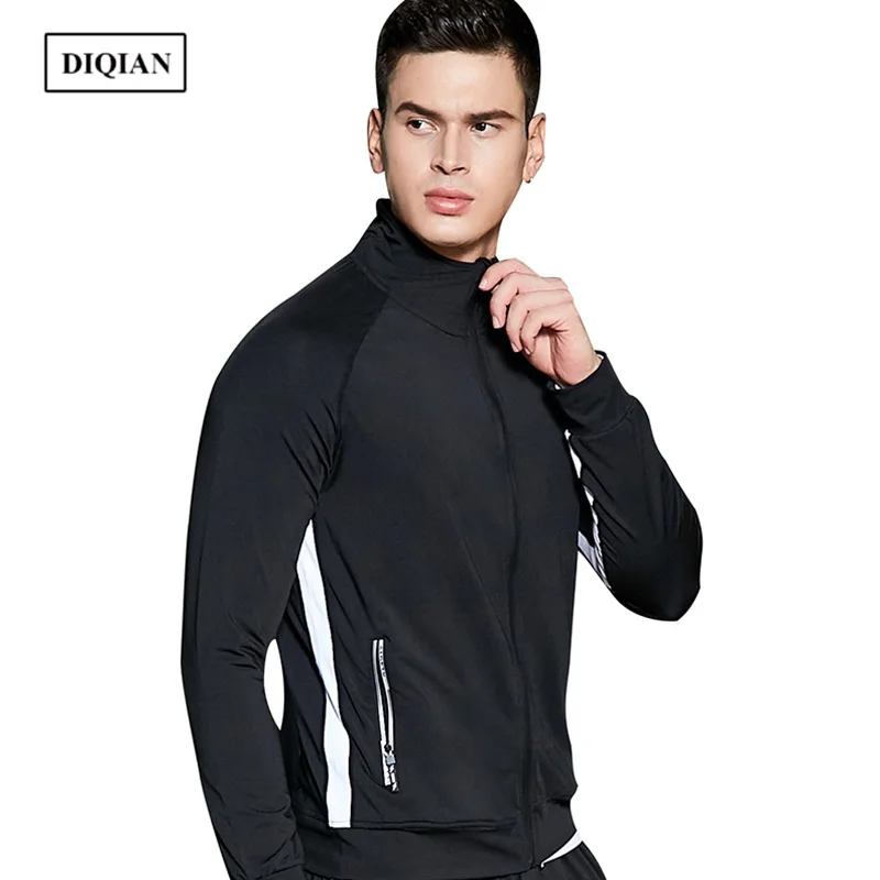 

DIQIAN Bodybuilding Long Sleeve Running Jacket Men Fitness Solid Color Male Sport Jacket Gym Training Jackets Men Sportwear 3XL