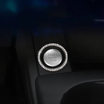 

Silver Diamond Style Car Engine Start Button Ring Cover Trim For Audi A5 2018 & A4 B9 2017