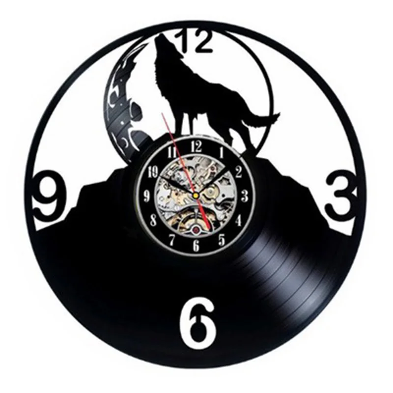 Винтажные виниловые настенные часы современный дизайн 3D наклейки дикие животные волк тема виниловые CD часы настенные часы искусство домашний декор 12" - Цвет: Type 5