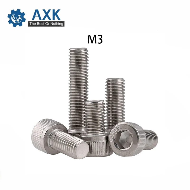 

100pcs/Lot Metric Thread DIN912 M3x30 mm M3*30 mm 304 Round Stainless Steel Hex Socket Head Cap Screw Bolts