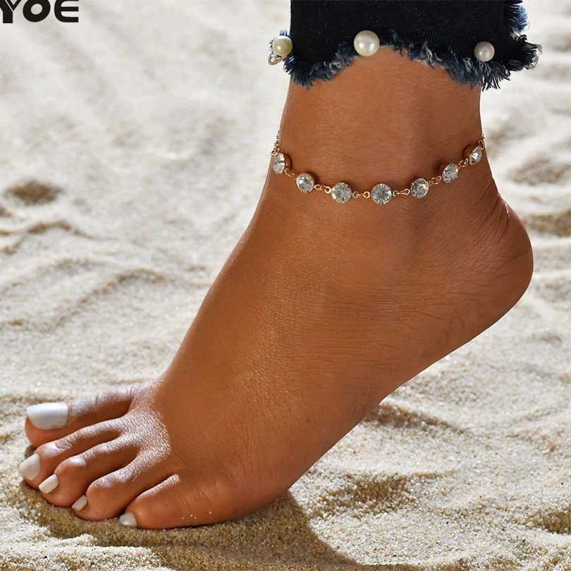 

IYOE Vintage Boho Crystal Anklet Bracelets For Women Starfish Conch Shell Ankle Bracelet Elephant Turtle Leg Beach Ocean Jewelry