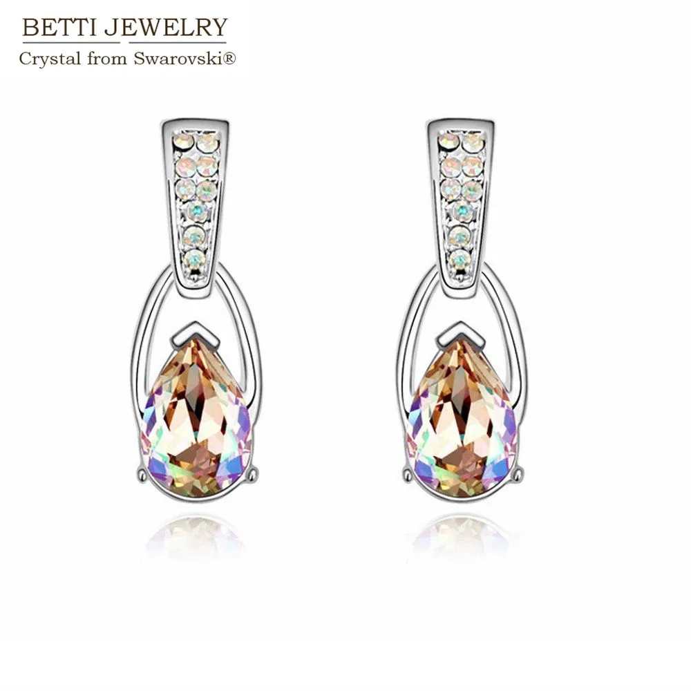 

2016 New 5 colors charming drop earrings for female With Crystals From Swarovski for girls Bijoux Wholesale