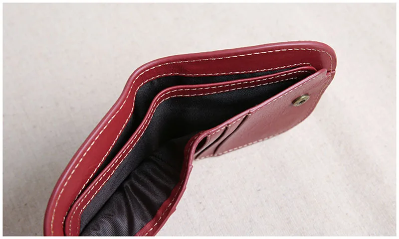 Кожаный кошелек AETOO, женский короткий тонкий мини-кошелек zero, кошелек из воловьей кожи с пряжкой