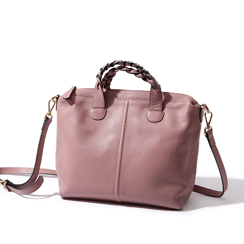 

Free shipping! New large capacity soft Calfskin women handbags retro simple shoulder bag woven handle women messenger bag