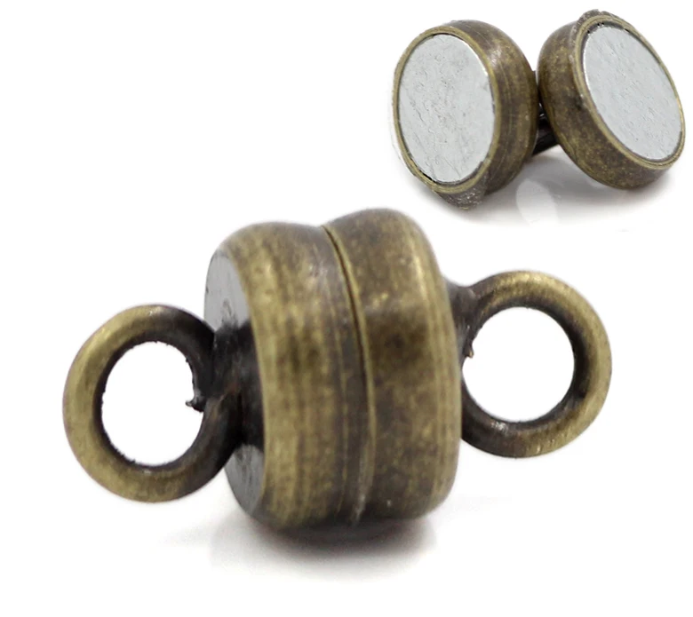 

DoreenBeads Magnetic Hematite Magnetic Clasps Round Antique Bronze Color Plated 11mm(3/8")x 6mm(2/8"),1 Set