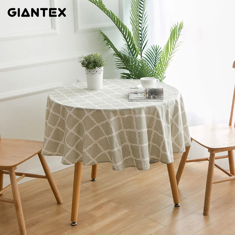 Декоративная скатерть из хлопка и льна GIANTEX круглая для обеденного стола чехол