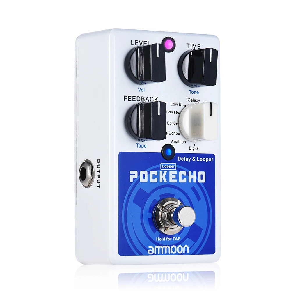 Ammoon POCKECHO Delay& Looper гитарный эффект педаль 8 эффектов задержки Макс. 300s петля время нажатия темп функция металлический корпус True Bypass