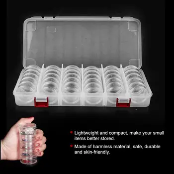 

Clear Plastic Jewelry Beads Storage Box 30 Nail Art Powder Small Round Container Jars Nail glitter Stand Holder Box Case