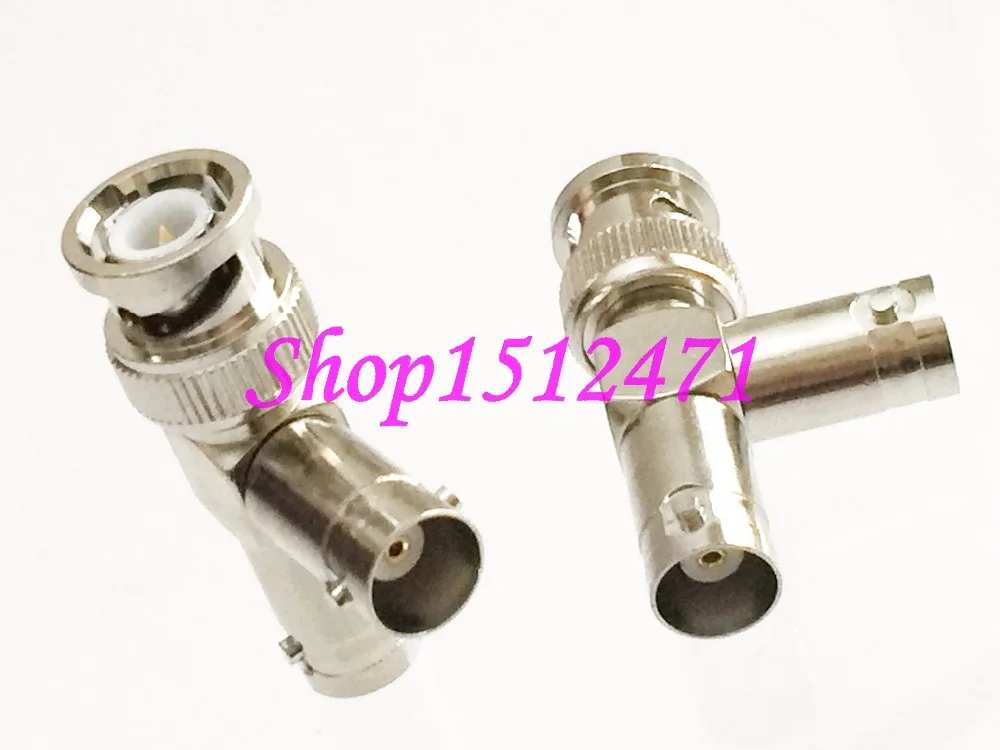 

10pcs Adapter BNC male plug to 2x BNC female T edge RF Splitter connector 1M2F