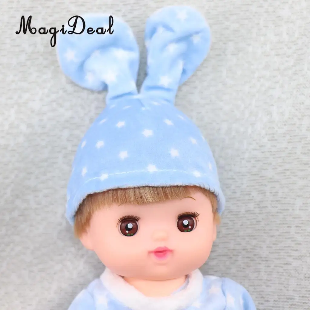 Lovely Blue Jumpsuit and Hat with Bunny Ear Suit for Mellchan Baby Doll Clothes Accessories