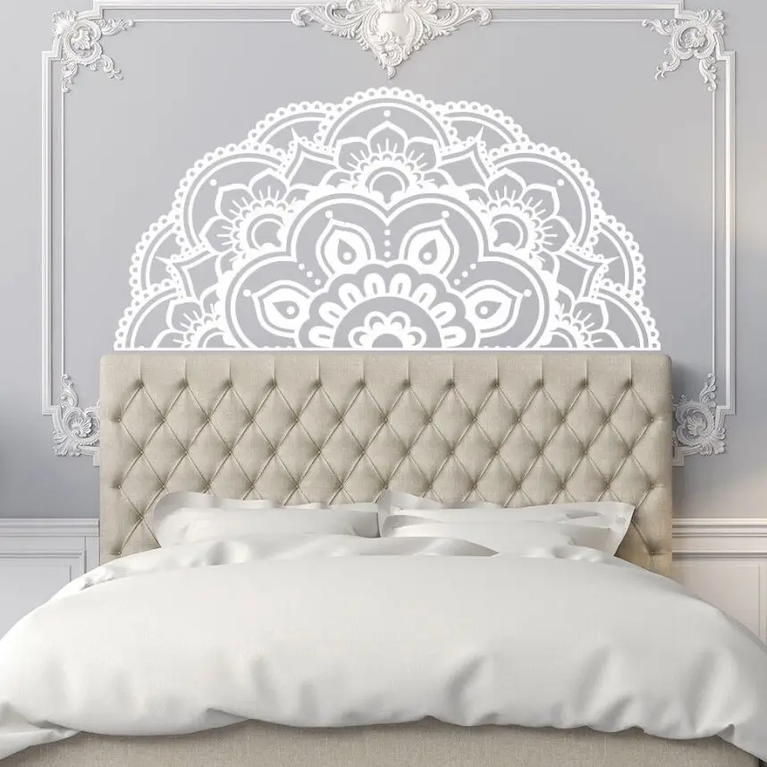 

Half Mandala Vinyl Wall Sticker Bohemian Style Wall Mural Home Bedroom Decor Removable Mandala Flower Design Wall Sticker AY1434