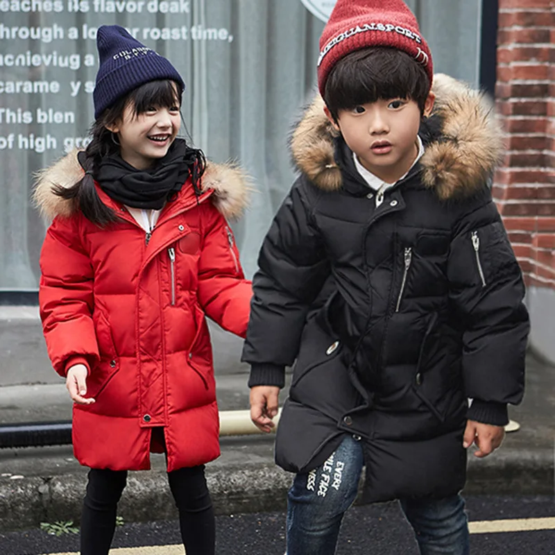 Winter children down jacket boy long thickening collars in cuhk TongBaoBao coat of the girls
