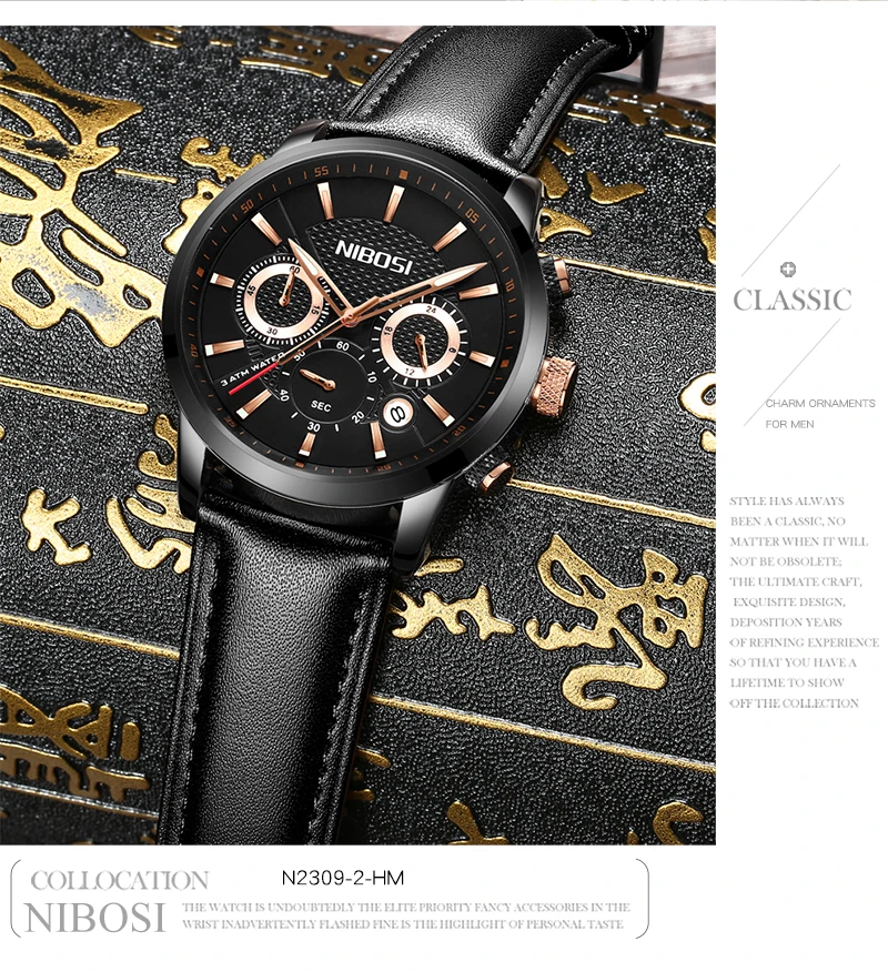 Relogio Masculino Esportivo NIBOSI Sport Watches For Men Top Brand Luxury Waterproof Men Watch Leather Strap Black Clock Male    (10)