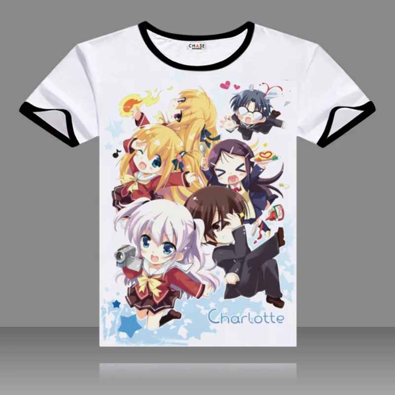 

Anime Charlotte T-shirts Black O-Neck Short Sleeve Nao Tomori Tops Fashion Printed Fancy Tees Summer t shirts