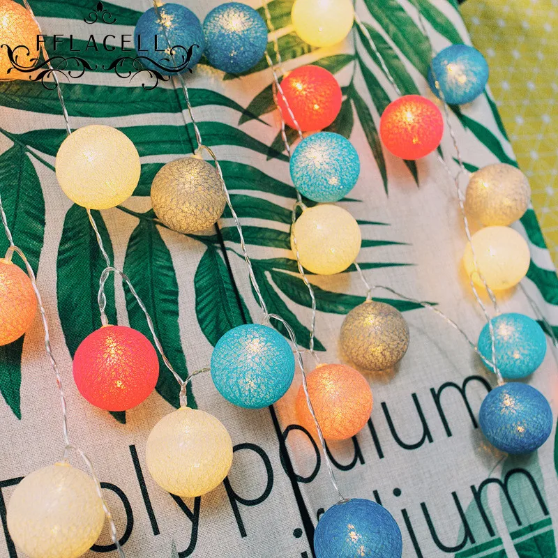 FFLACELL 1.8m 10 LED Cotton Ball String Lights Xmas Lover Wedding Party