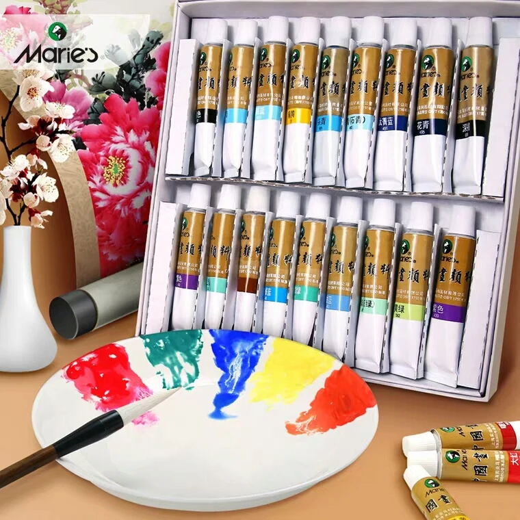 

Marie's 12/18/24/36 Colors Chinese Painting Pigments 12ml Meticulous Painting Colors 5ml Freehand Drawing Painting Art Suplies