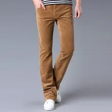 Весенние и осенние мужские джинсы, повседневные вельветовые брюки с микро-колокольчиком, Корейская версия стрейчевых узких брюк с широкими штанинами