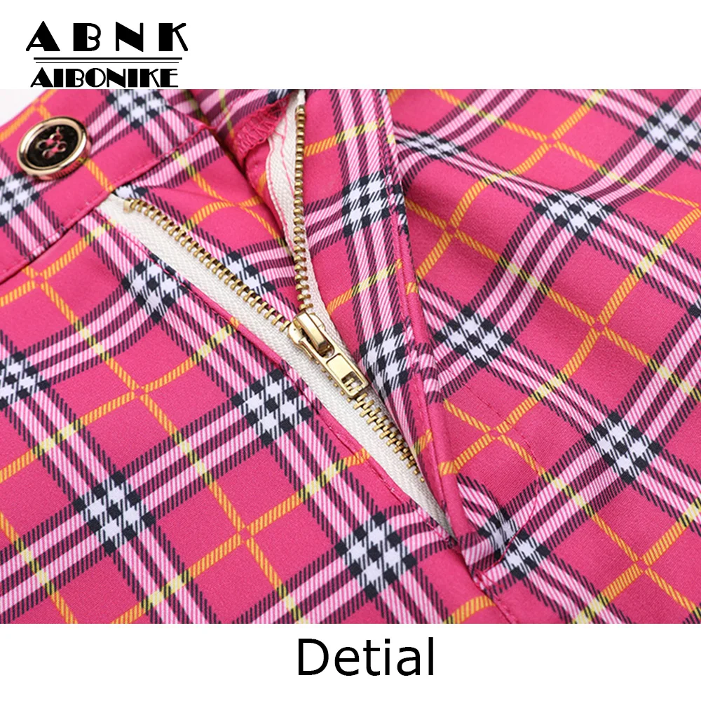 AIBONIKE High Waist Plaid Pants Women Long Pants Women Red Pink Yellow Wiman Wide Leg Pants Elegant Trousers Chiffon With Sashes Pants