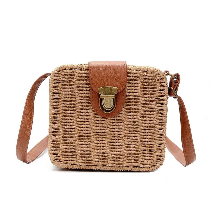 

2019 Hand-woven Candy Color Women Straw Bag Ladies Small Shoulder Bags Bohemia Beach Bag Crossbody Bags Travel Handbag Tote