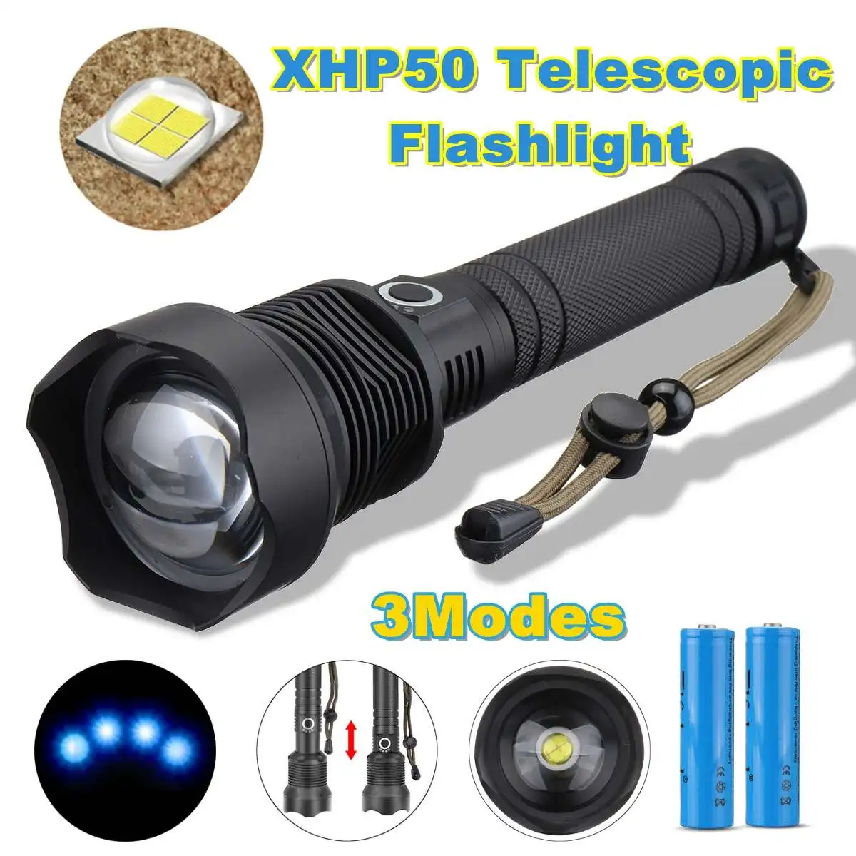 

Smuxi 130000lm Portable Work Lamp XHP70 COB LED flashlight zoomable Magnetic Worklight 3 modes Rechargeable waterproof