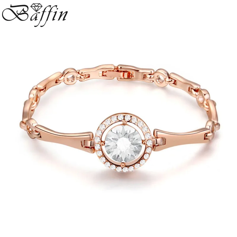 Модные браслеты Baffin с кристаллами Swarovski цвета розового золота качественные часы