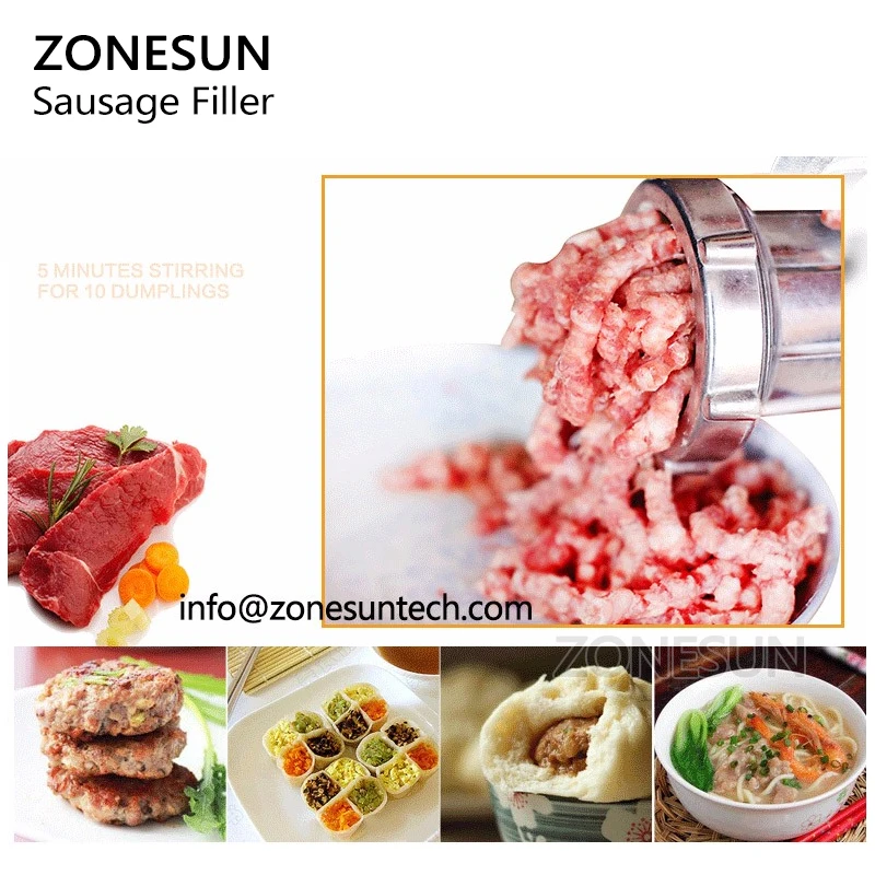 ZONESUN изделие для ручного приготовления колбас Оловянное Мясо мясорубка колбаса наполнитель Колбаса Stuffer