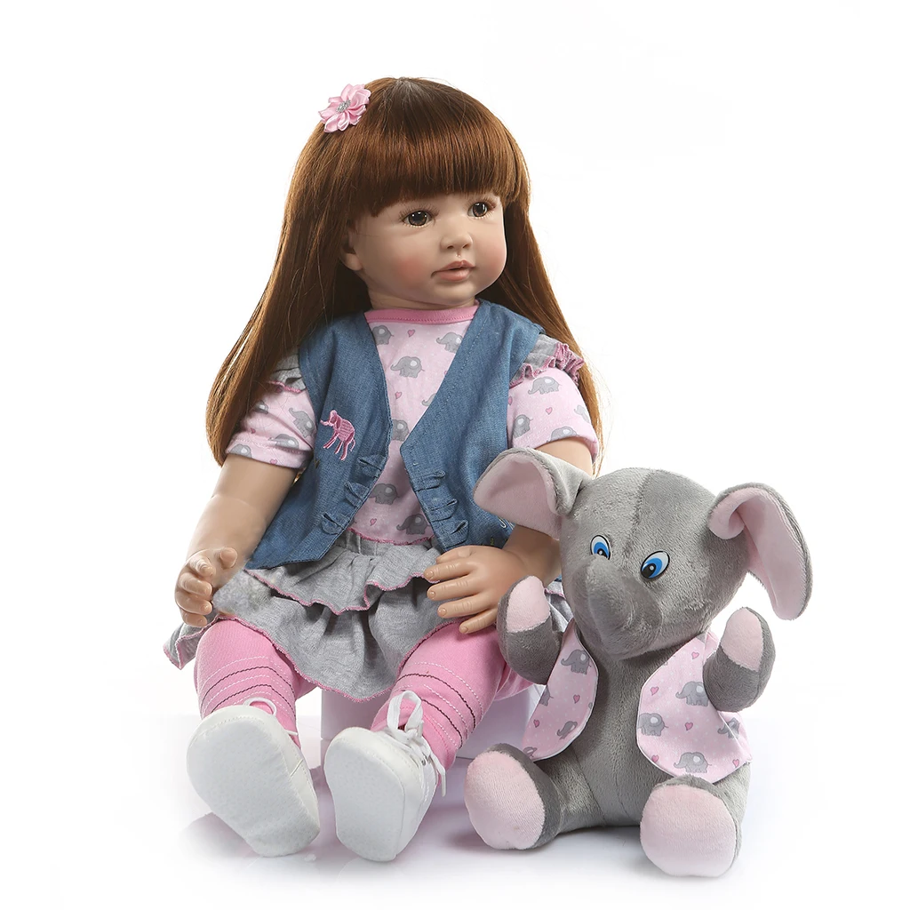 

60cm Realistic Silicone Vinyl Newborn Babies Toy Girl Princess Clothes Elephant Lifelike Handmade Gifts Reborn Doll