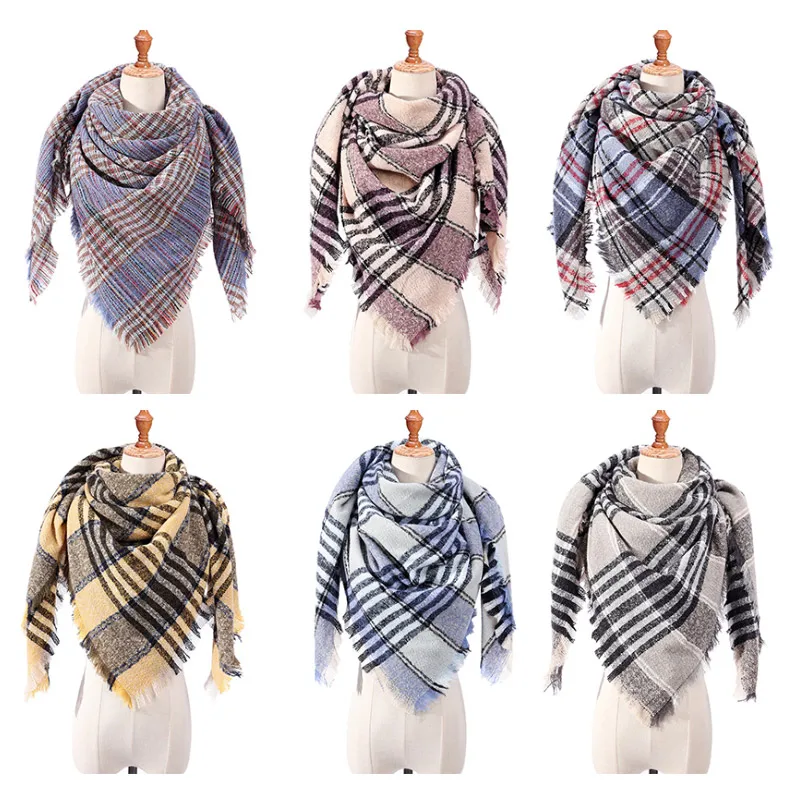 

2019 New Winter Scarf Female Plaid Warm Fashion Triangle Scarf Independent Design Spring Woman Wrapped Blanket