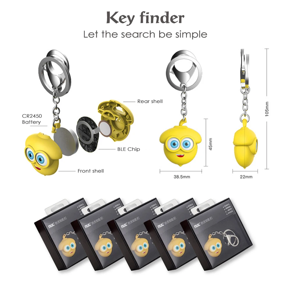 

BT Key Finder Wireless GPS Tracker Location Record Key Chain Anti-lost Locator Tag For Kids/Phone/Wallet/Luggage/Pet Top Quality