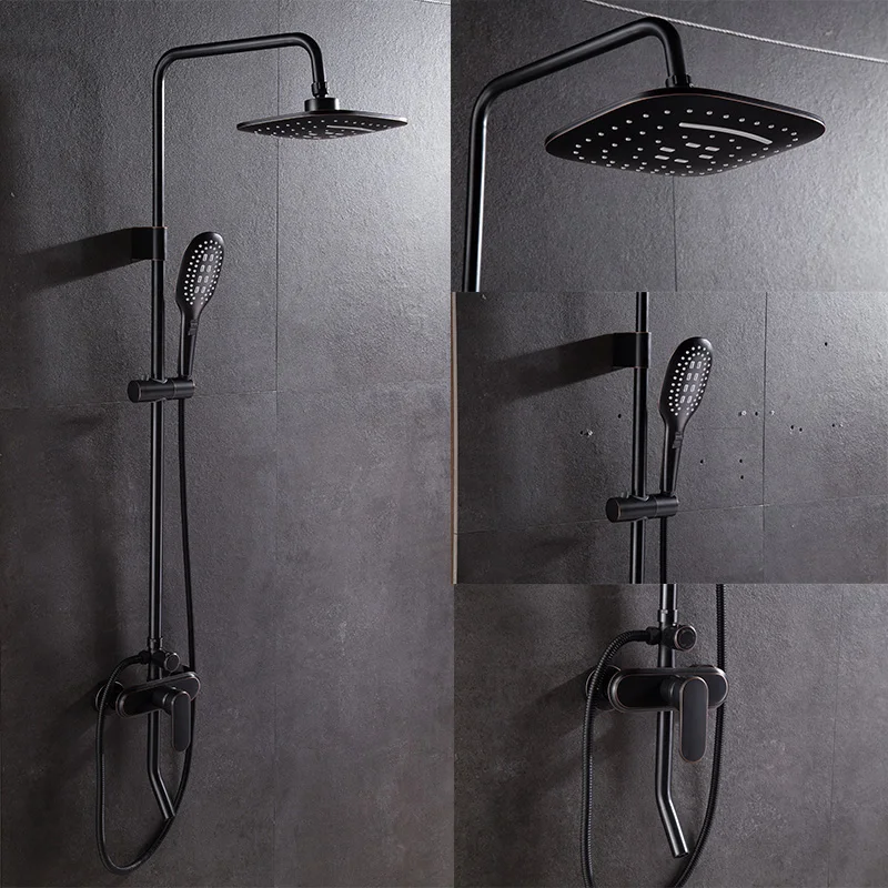 

TOOKOC Black Bathroom Shower Mixer Faucet Rotate lifting Cold and Hot Water Tub Spout Head Handshower high quality Shower suit