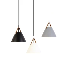 Modern simple leather LED single head pendant light macaron colorful foyer coffee shop dining room droplight metal hanging lamp simple loft style modern led pendant light fixtures dining room wood droplight japanese single head hanging lamp home lighting