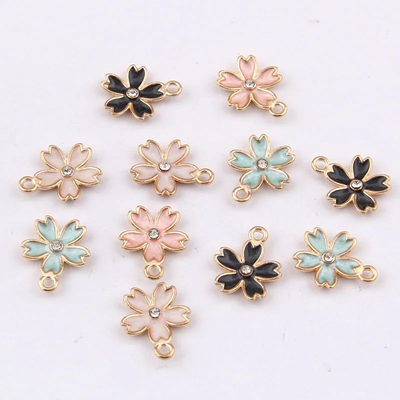 Daisies 100 шт. 16*14 мм новый дизайн кристалл цинковый сплав эмаль цветок подвески для