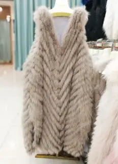 YINFEI 110 см натуральный Лисий мех пальто для женщин натуральная куртка из натурального меха Меховая куртка плюс размер 6XL - Цвет: Хаки