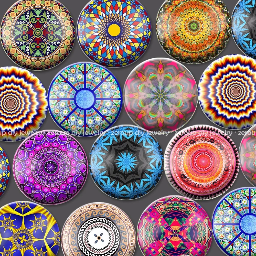 ZEROUP Round Glass Cabohcon 12mm 20mm Retro Pictures Dome Embellishment Base Supplies for