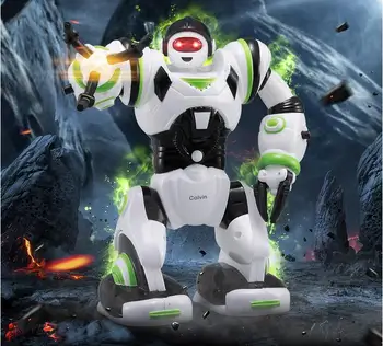 

27106 mini version Multi-function acousto-optic smart robot Analog sound cool light arms swing Cartoon characters