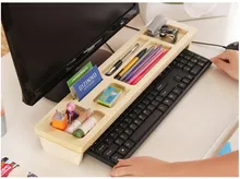 Simple wooden office computer desktop keyboard storage Simple Organizers Box storage Box Shelf wooden storage Rack