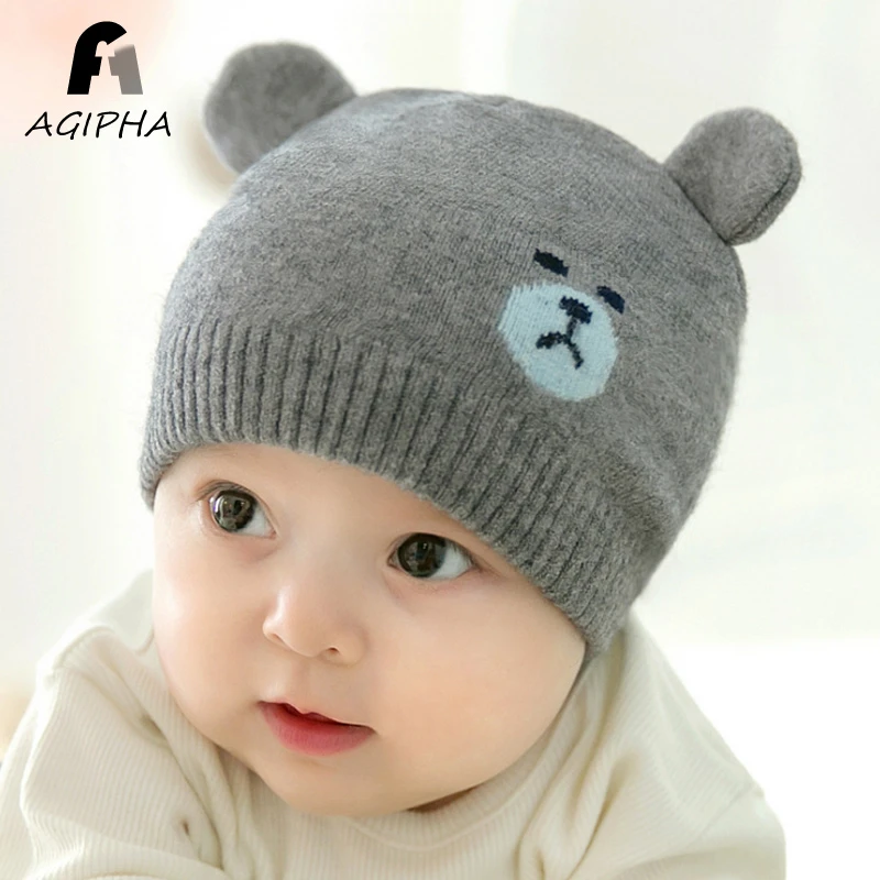 Winter Baby Knitted Beanie Hats For Girls Boys Cute Bear Pattern Kids Caps Lovely Bear Ears Children Hats Type Jn02 Knit Beanie Hat Beanie Hathat Types Aliexpress