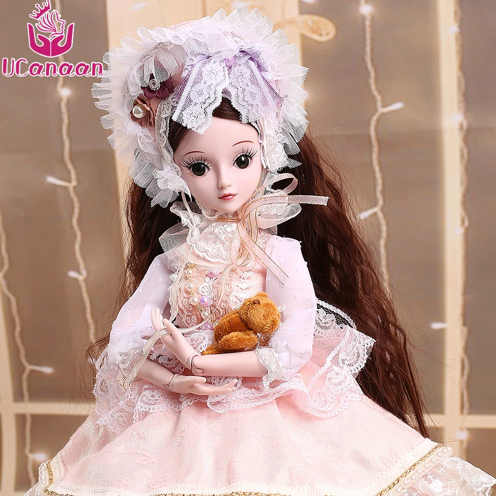 

UCanaan Bjd Doll DIY 19 Ball Joints Beauty Princess Toys for Girls 1/3 SD Dolls With All Outfit Dress Shoes Wigs Makeup Toys