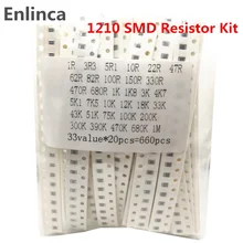 660 шт. 33 значения 1210 SMD резистор набор Ассорти Комплект 1ohm-1M Ом 1% 33valuesX 20 шт. набор образцов