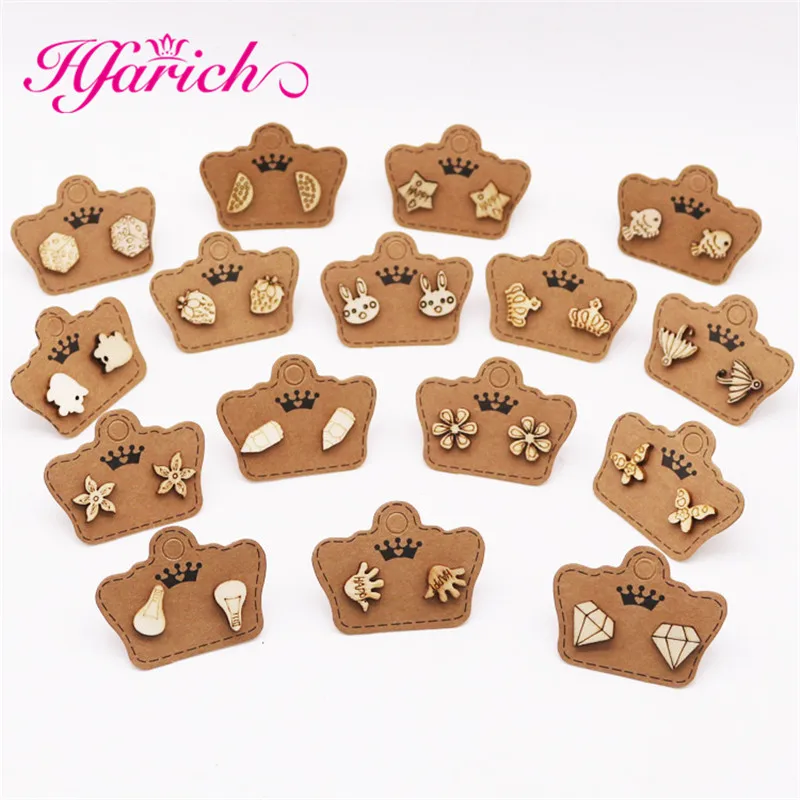 

Hfarich Mix Wood Earrings Stud Cute Brown Small Animal Jewelry Flower Fruit Earring for Party Birthday Gift for Women Children