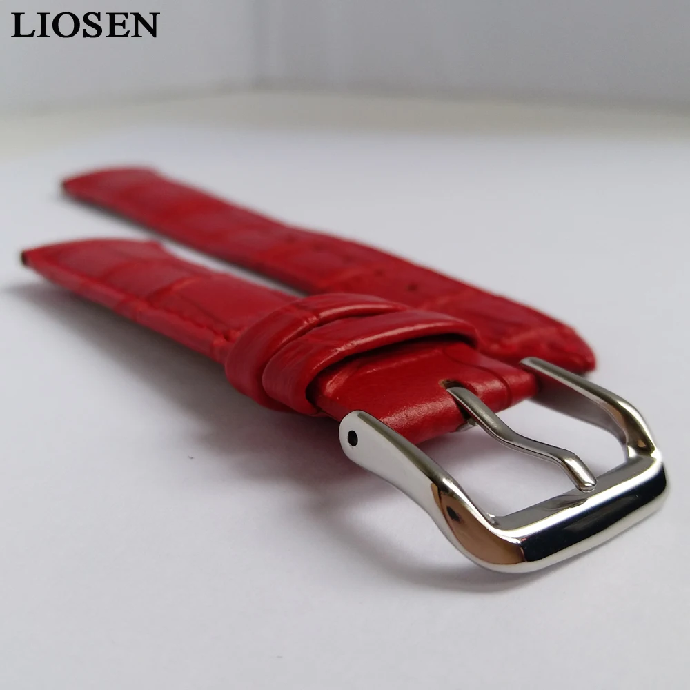 Ремешок для часов LIOSEN из натуральной кожи с пряжкой красно белый черный