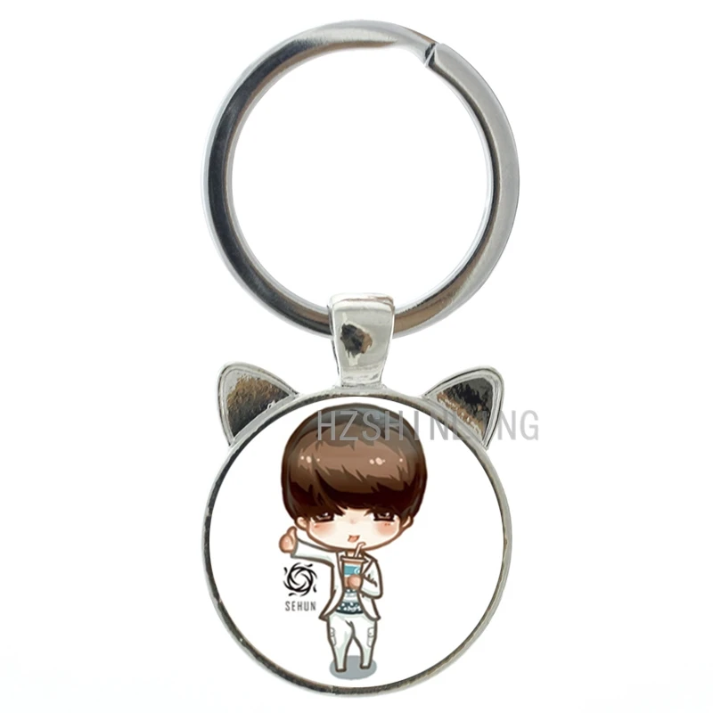 

Cute funny Cartoon Sehun ear key chain ring Korean Exo singer Sehun keychain Q-style star image jewelry keyring women CN171